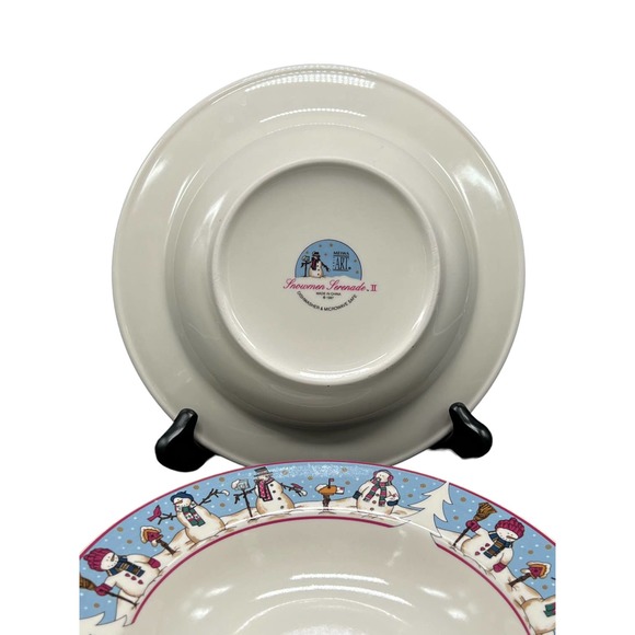 Vintage Meiwa Art Set of 4 Soup Bowls Snowmen Serenade ll Christmas Theme 1997 - Picture 3 of 3